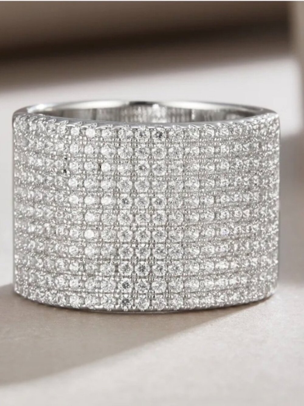 VVS1 Multi-Row Full Moissanite Diamond Ring size 6 US New